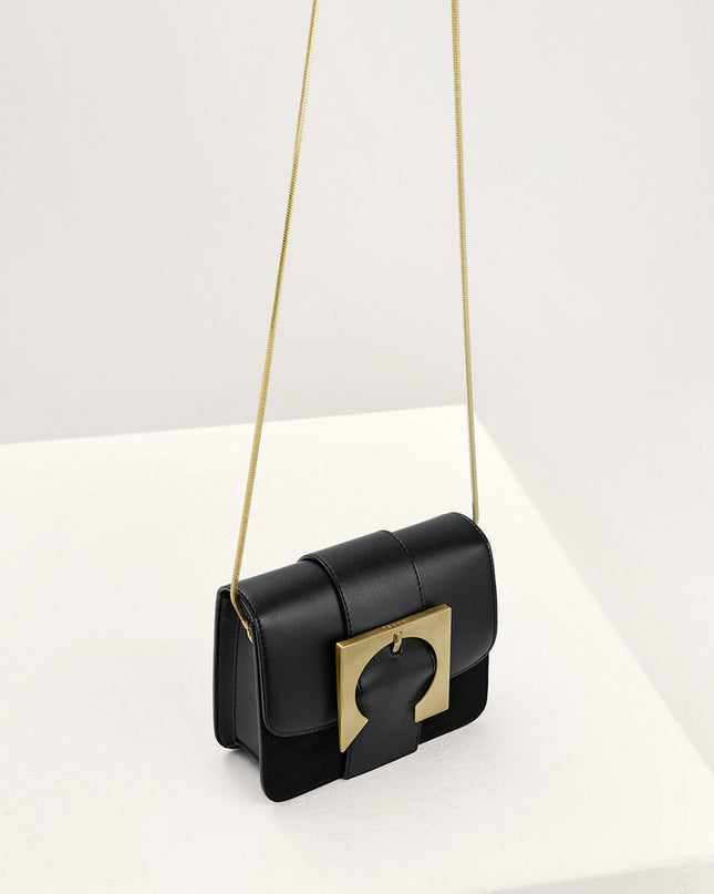 Geometric Buckled Mini Shoulder Bag
