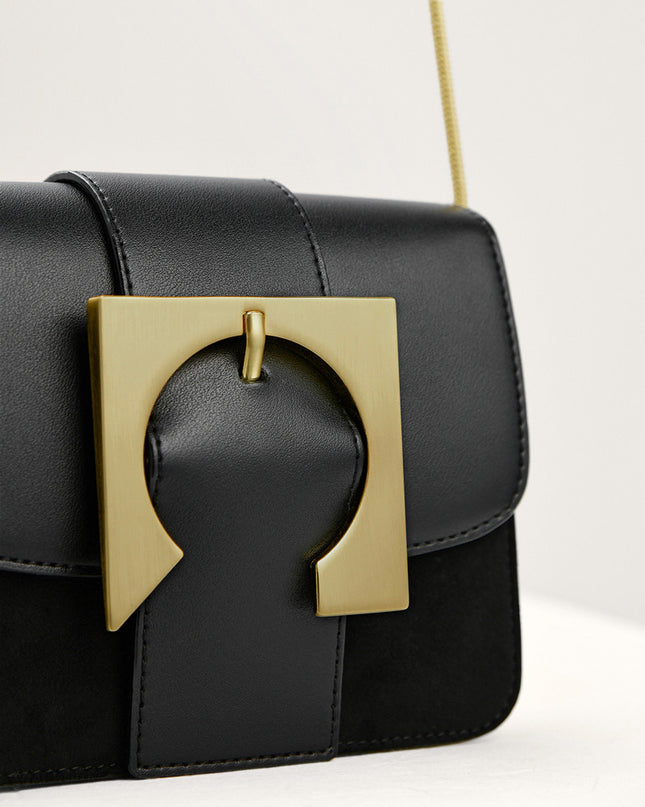 Geometric Buckled Mini Shoulder Bag
