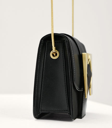 Geometric Buckled Mini Shoulder Bag