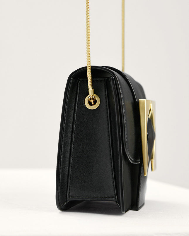 Geometric Buckled Mini Shoulder Bag