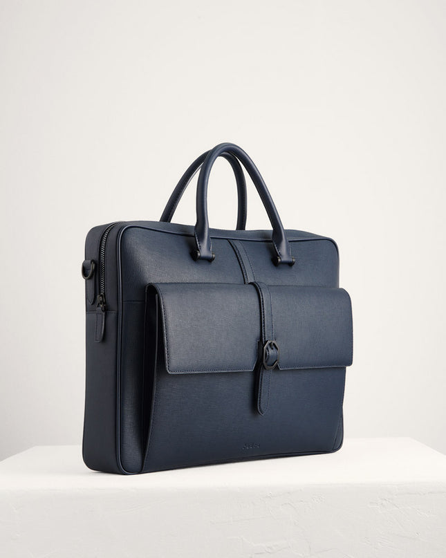 Leather Briefcase with Buckle Detail