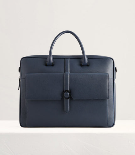 Leather Briefcase with Buckle Detail