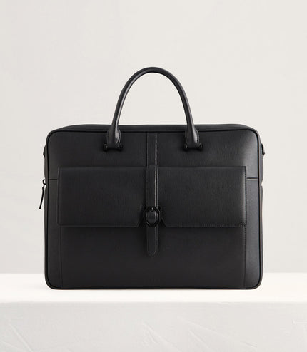 Leather Briefcase with Buckle Detail