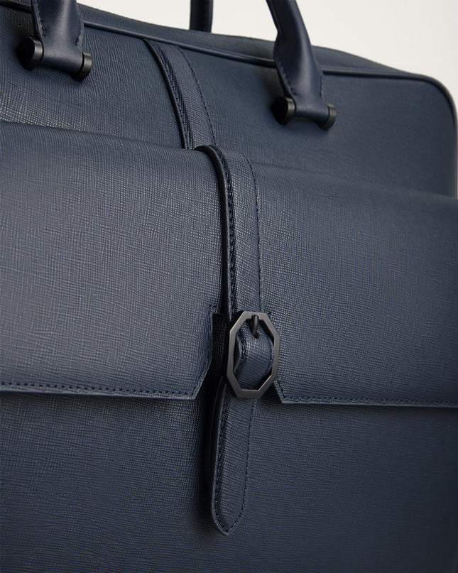 Leather Briefcase with Buckle Detail