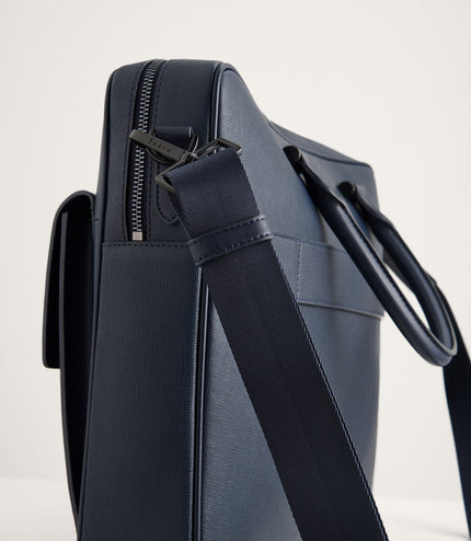 Leather Briefcase with Buckle Detail