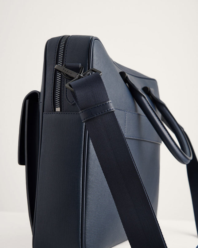 Leather Briefcase with Buckle Detail