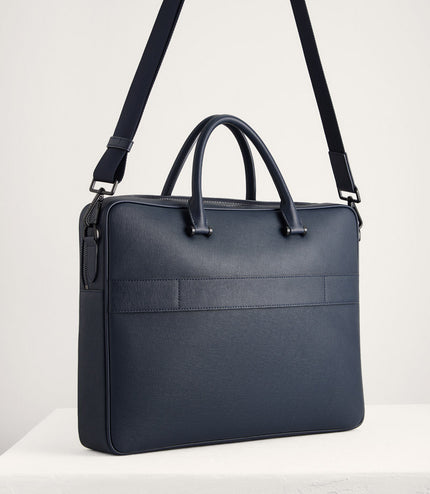 Leather Briefcase with Buckle Detail