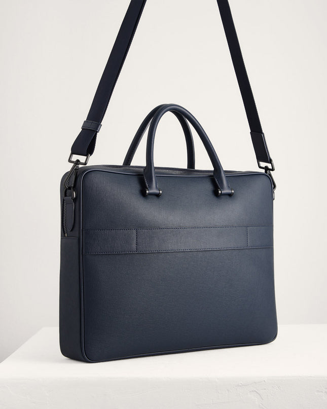Leather Briefcase with Buckle Detail