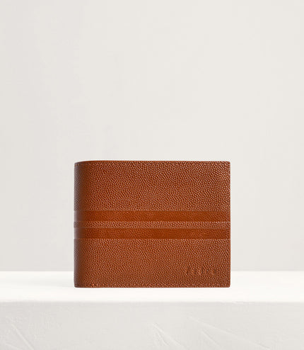 Striped Leather Bi-Fold Flip Wallet