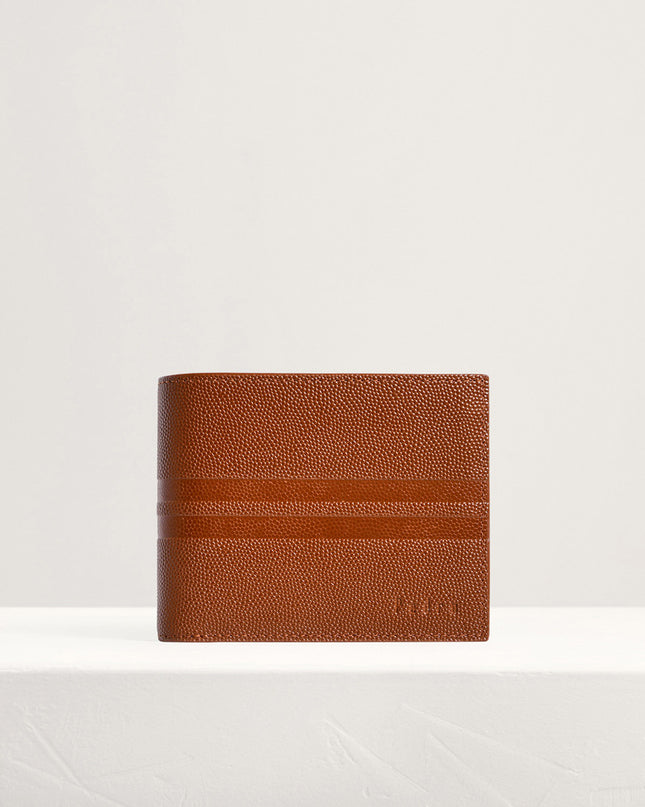 Striped Leather Bi-Fold Flip Wallet