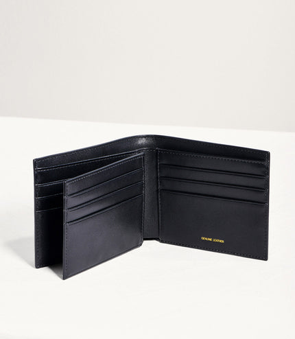Striped Leather Bi-Fold Flip Wallet
