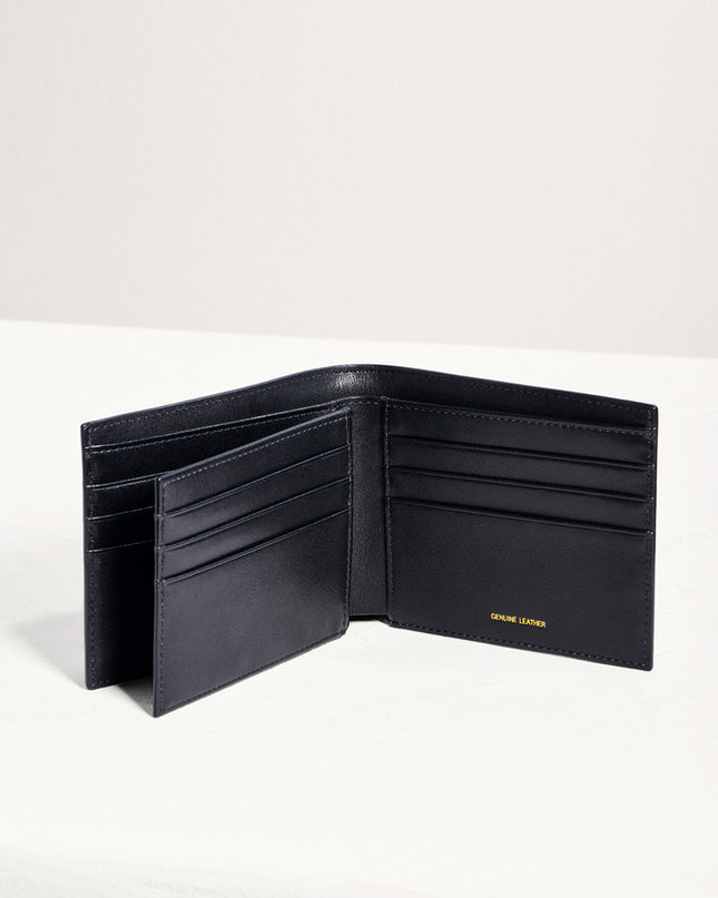 Striped Leather Bi-Fold Flip Wallet