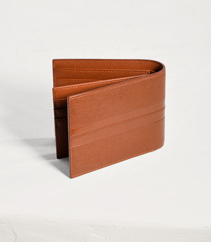 Striped Leather Bi-Fold Flip Wallet