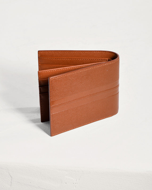 Striped Leather Bi-Fold Flip Wallet