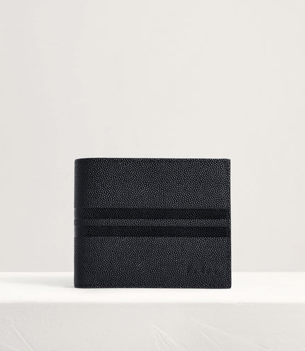 Striped Leather Bi-Fold Flip Wallet