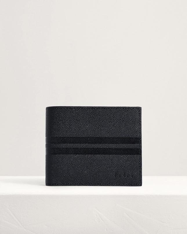 Striped Leather Bi-Fold Flip Wallet