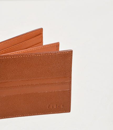 Striped Leather Bi-Fold Flip Wallet