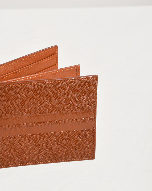 Striped Leather Bi-Fold Flip Wallet