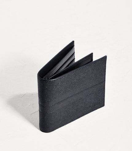 Striped Leather Bi-Fold Flip Wallet
