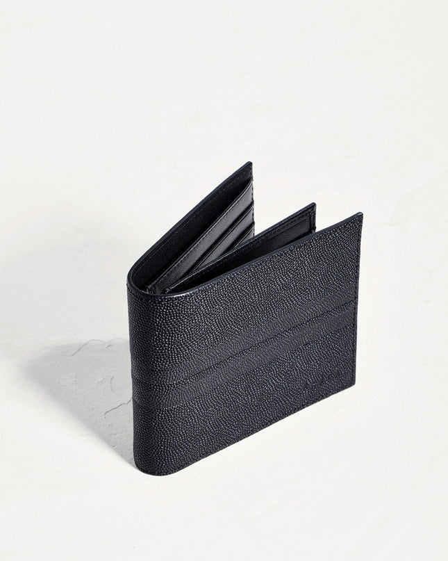 Striped Leather Bi-Fold Flip Wallet