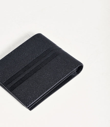 Striped Leather Bi-Fold Flip Wallet