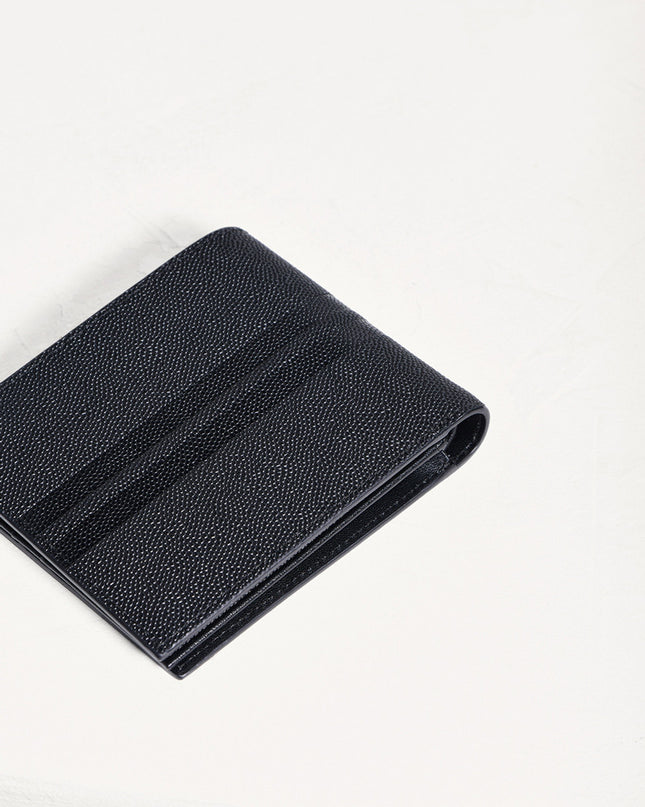 Striped Leather Bi-Fold Flip Wallet