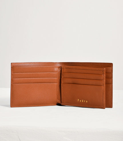 Striped Leather Bi-Fold Flip Wallet