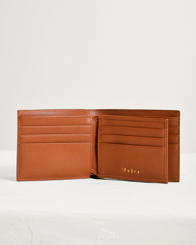 Striped Leather Bi-Fold Flip Wallet