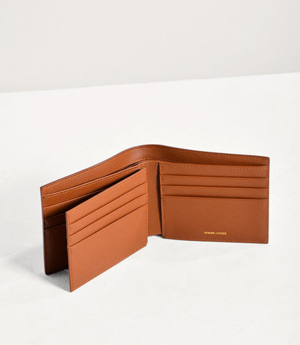 Striped Leather Bi-Fold Flip Wallet