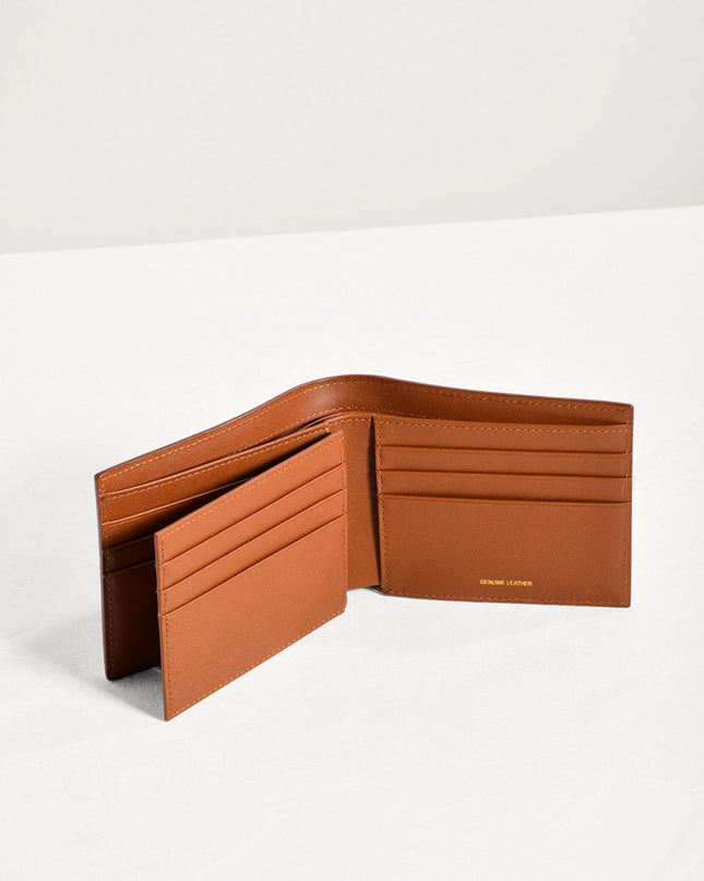 Striped Leather Bi-Fold Flip Wallet
