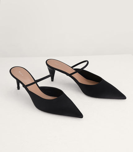 Satin Heeled Mules