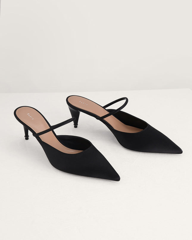 Satin Heeled Mules