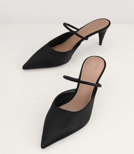 Satin Heeled Mules