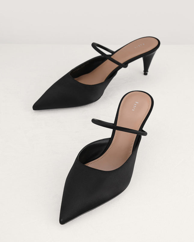 Satin Heeled Mules