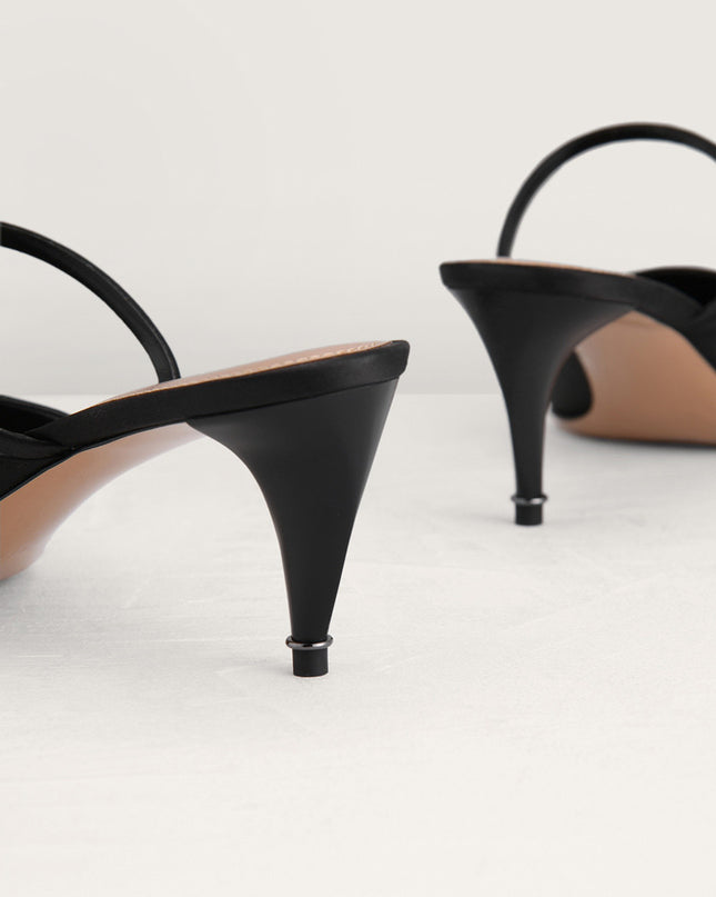 Satin Heeled Mules