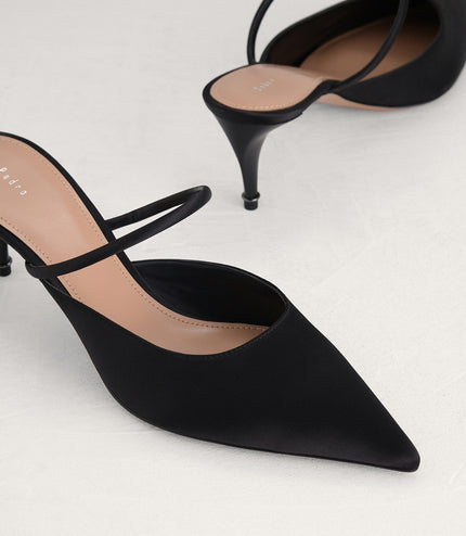 Satin Heeled Mules
