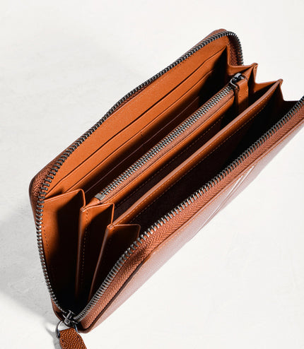 Striped Long Leather Wallet