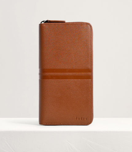 Striped Long Leather Wallet