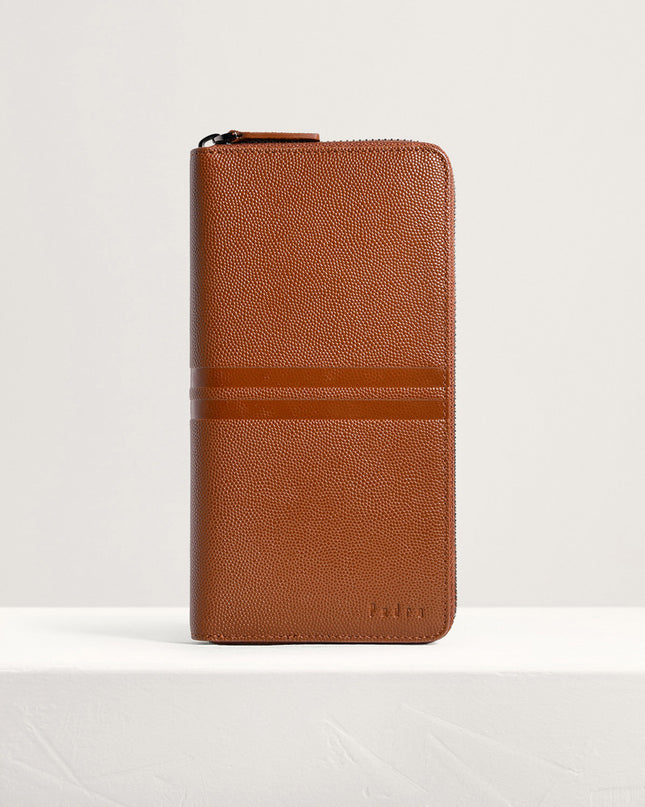 Striped Long Leather Wallet
