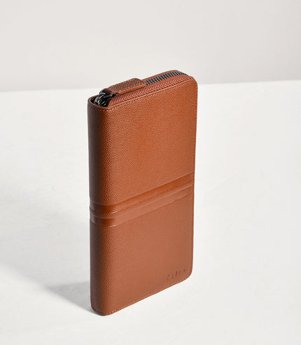 Striped Long Leather Wallet