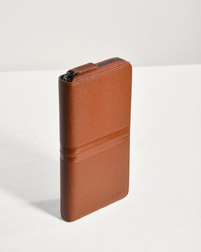 Striped Long Leather Wallet