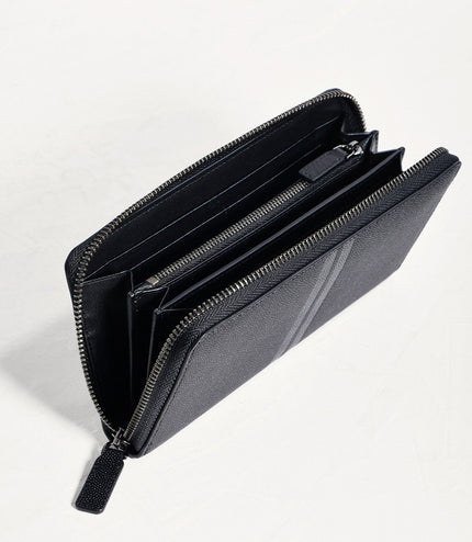 Striped Long Leather Wallet