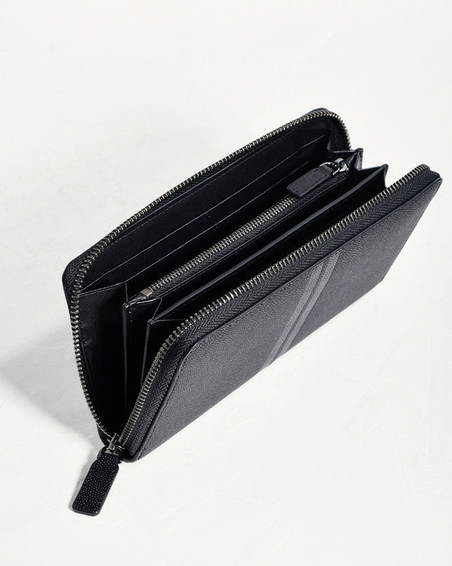 Striped Long Leather Wallet