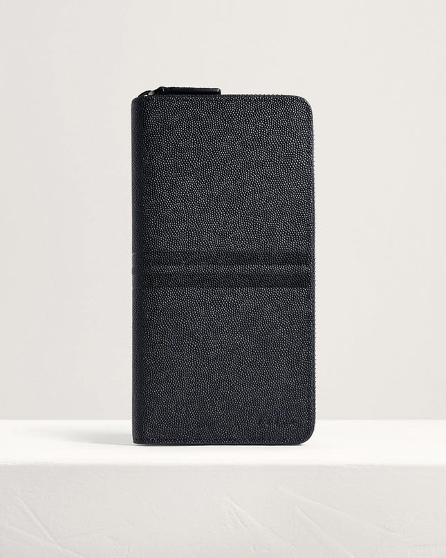 Striped Long Leather Wallet