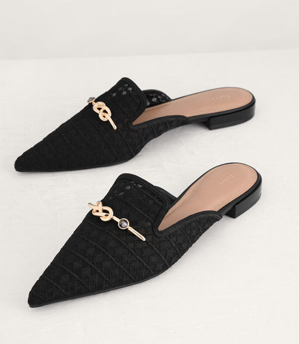 Gold Knot Detailed Mesh Mules