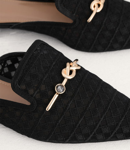 Gold Knot Detailed Mesh Mules
