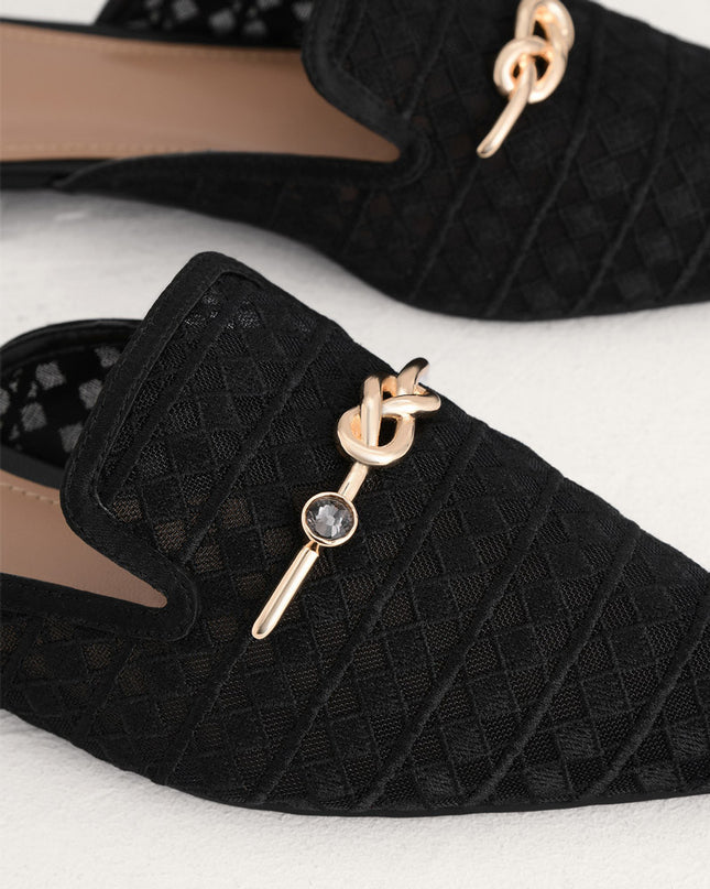 Gold Knot Detailed Mesh Mules