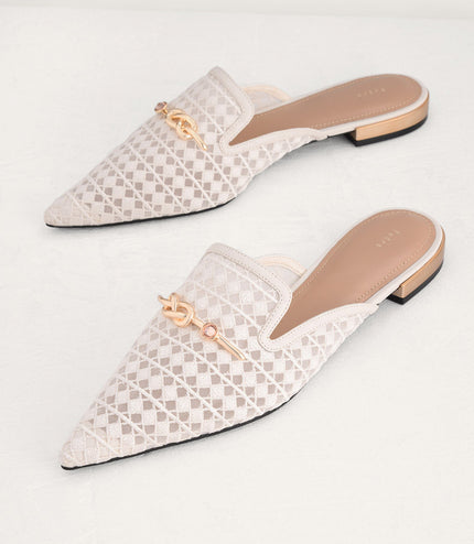 Gold Knot Detailed Mesh Mules