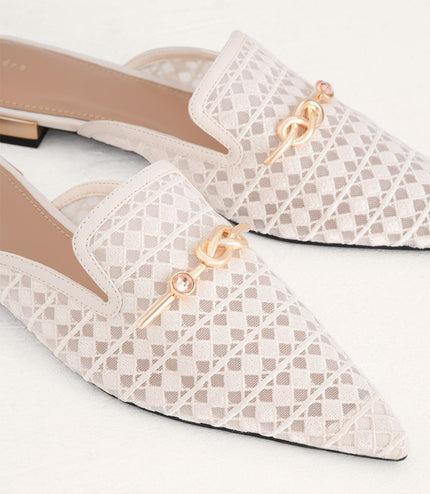 Gold Knot Detailed Mesh Mules