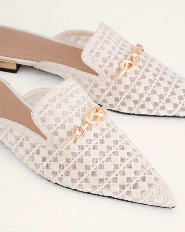 Gold Knot Detailed Mesh Mules